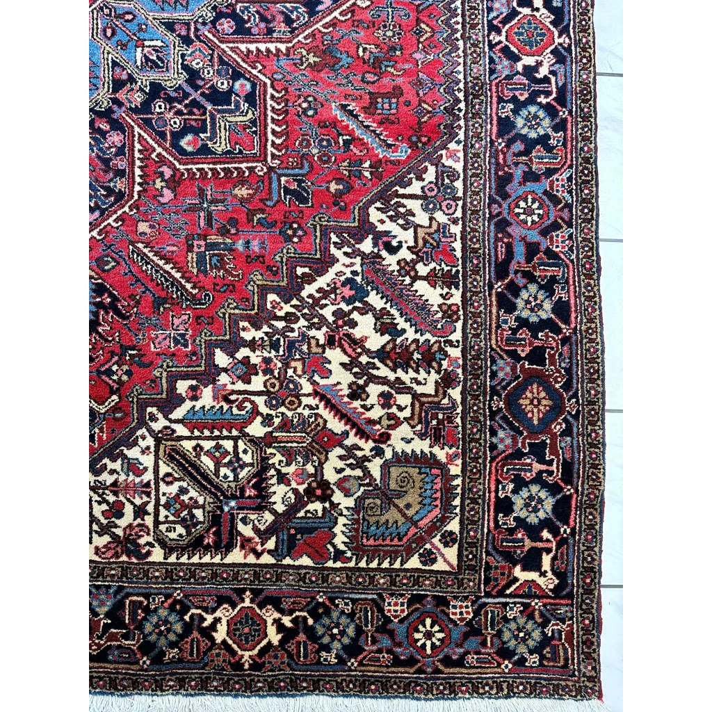Stunning Persian Heriz rug with geometric medallion design