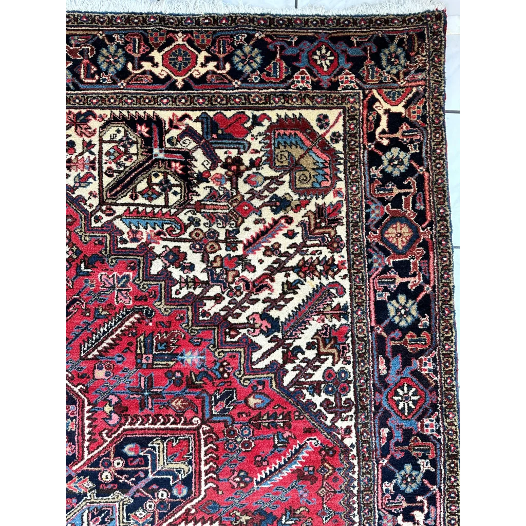 Stunning Persian Heriz rug with geometric medallion design