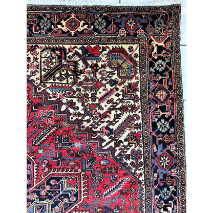 Stunning Persian Heriz rug with geometric medallion design