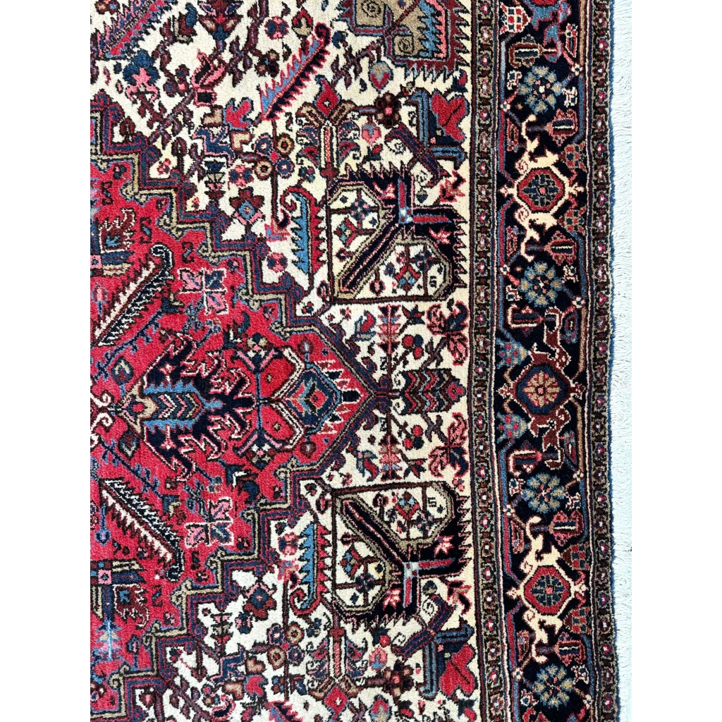 Stunning Persian Heriz rug with geometric medallion design