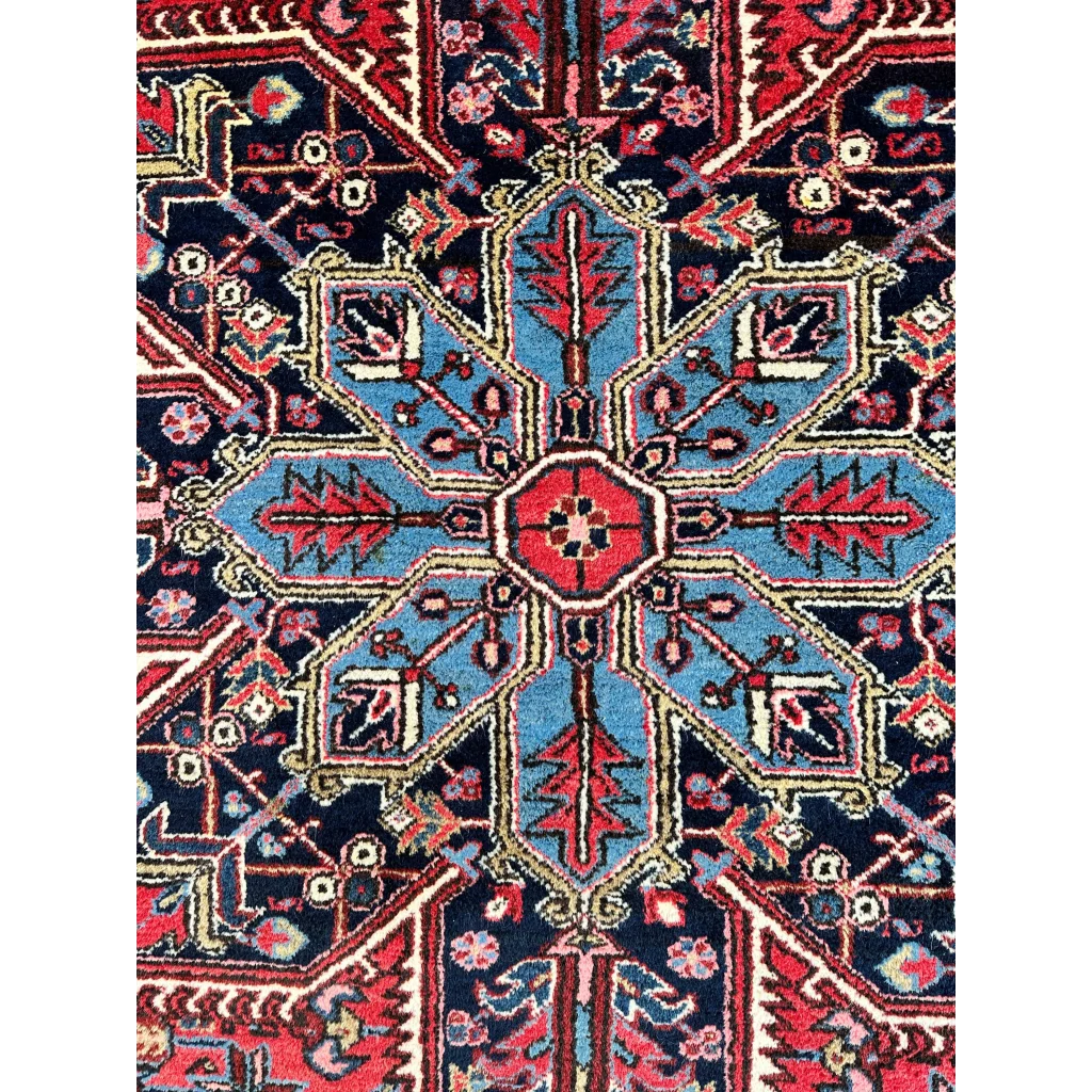 Stunning Persian Heriz rug with geometric medallion design