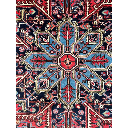 Stunning Persian Heriz rug with geometric medallion design