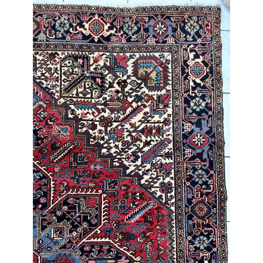 Stunning Persian Heriz rug with geometric medallion design