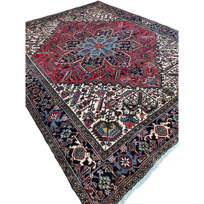 Stunning Persian Heriz rug with geometric medallion design