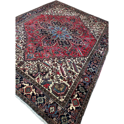 Stunning Persian Heriz rug with geometric medallion design