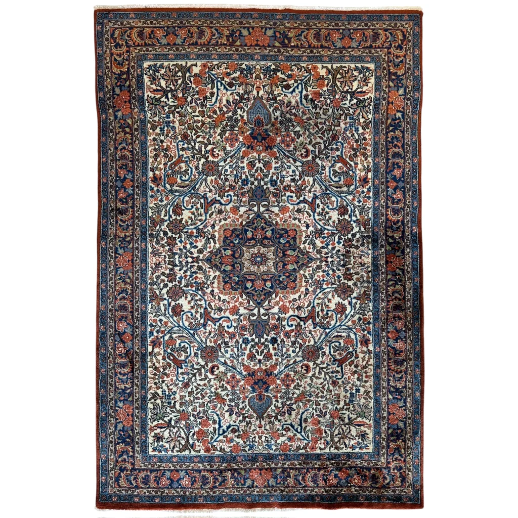 Stunning Persian Sarouk rug with floral medallion design