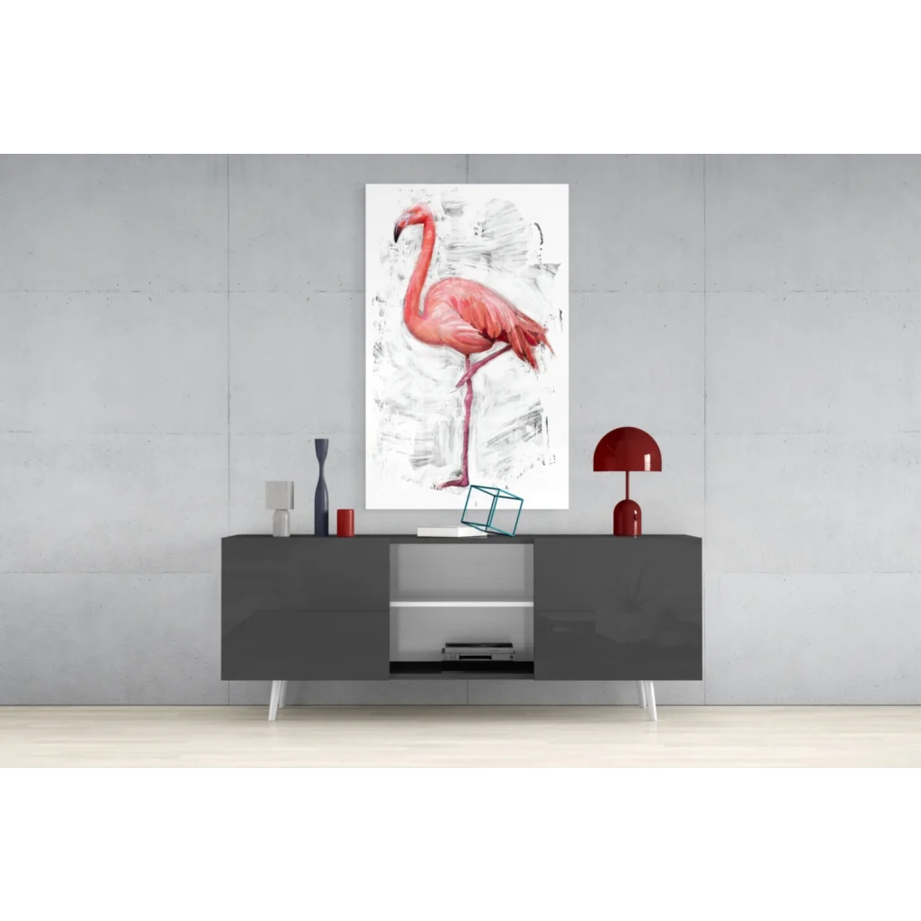 Modern gray sideboard with white legs in minimalist wall art print