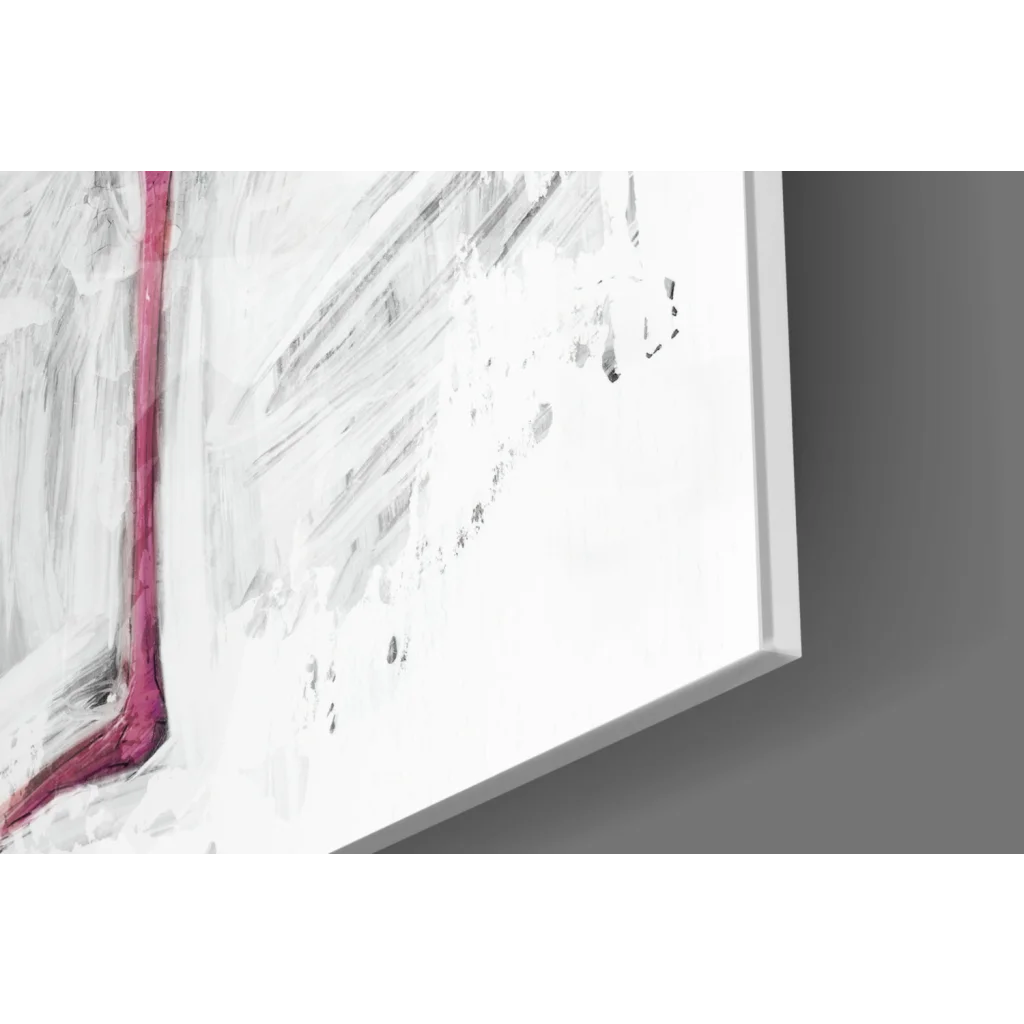 Stunning Pink Flamingo canvas wall art print in white pink abstract design