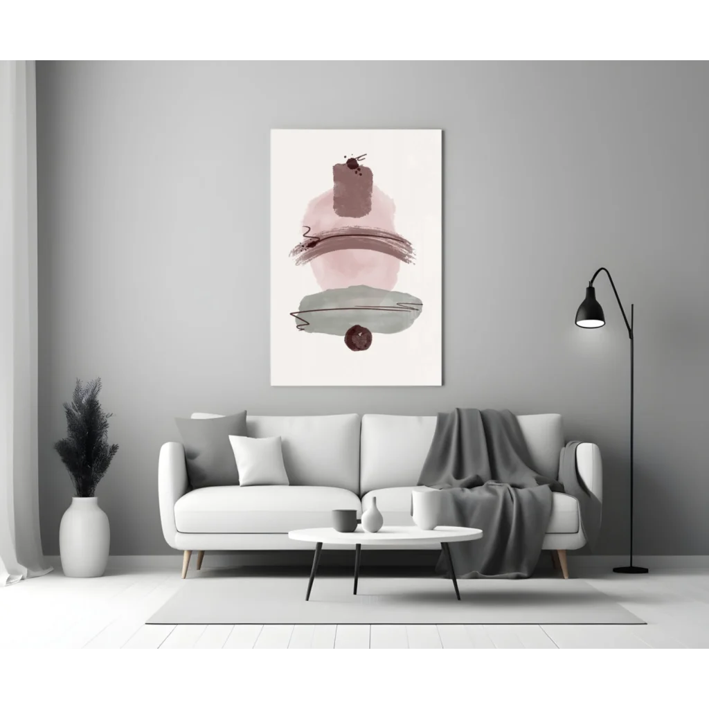 Modern pink gray abstract wall art print for homes