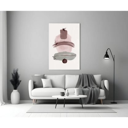 Modern pink gray abstract wall art print for homes