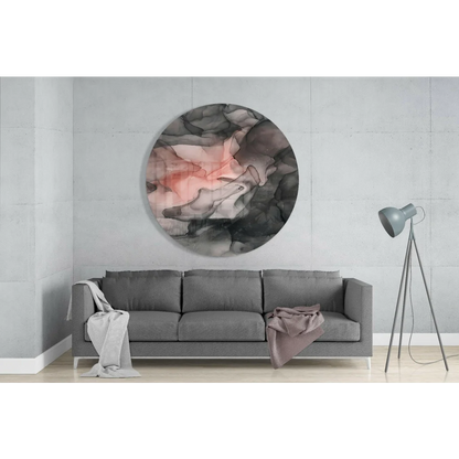 Round pink gray marbled tempered glass art circle with metallic finish