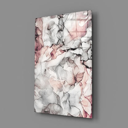 Stunning pink marble glass wall art with flowing abstract swirls