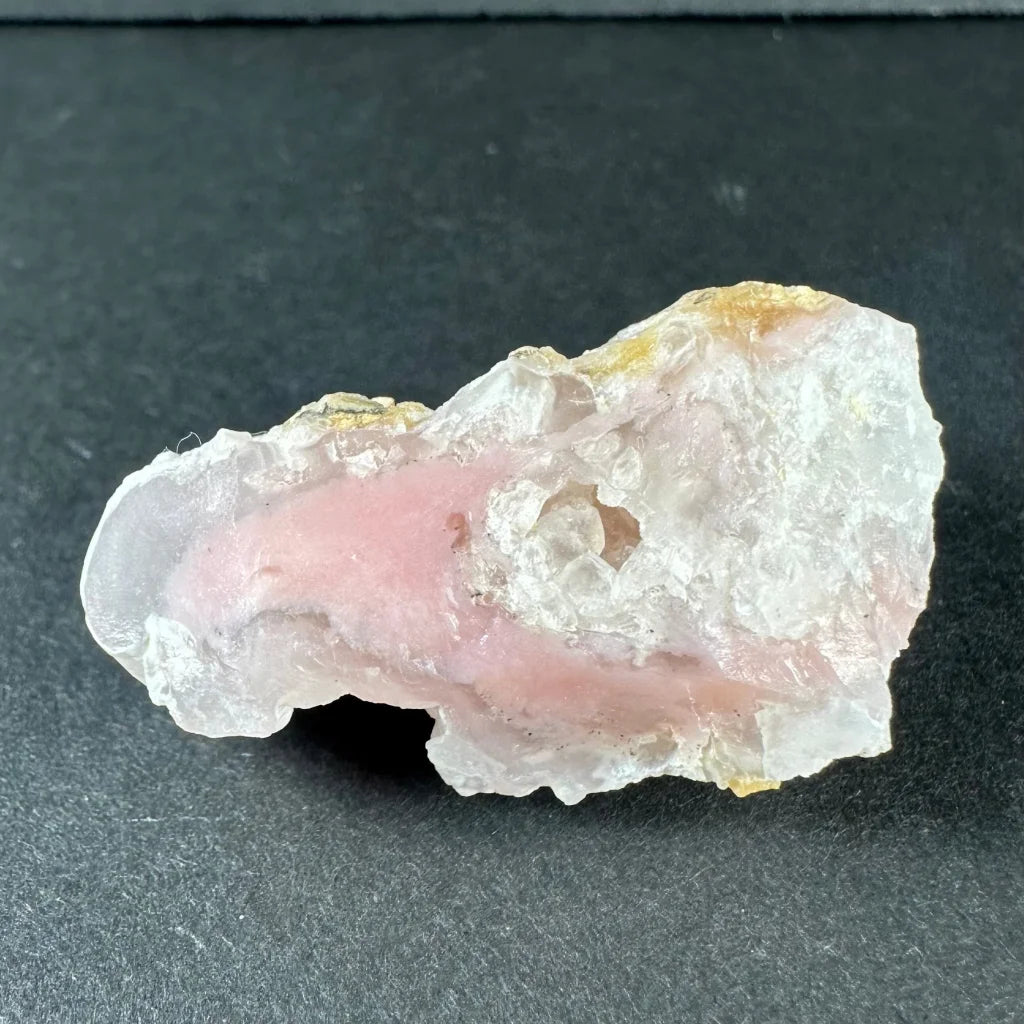 Stunning pink opal Ica geode with translucent pink crystalline layers