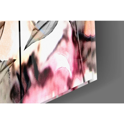 Stunning pink peony triptych canvas wall art with geometric shapes