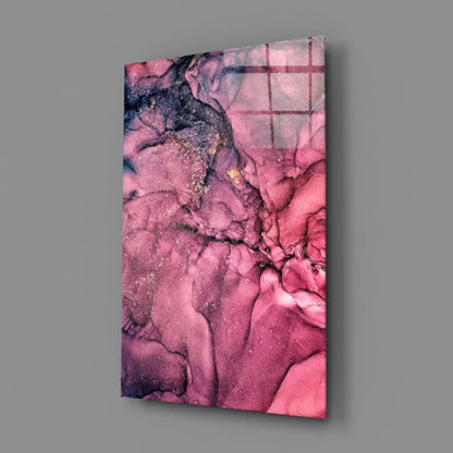 Stunning pink purple abstract glass wall art with glitter accents