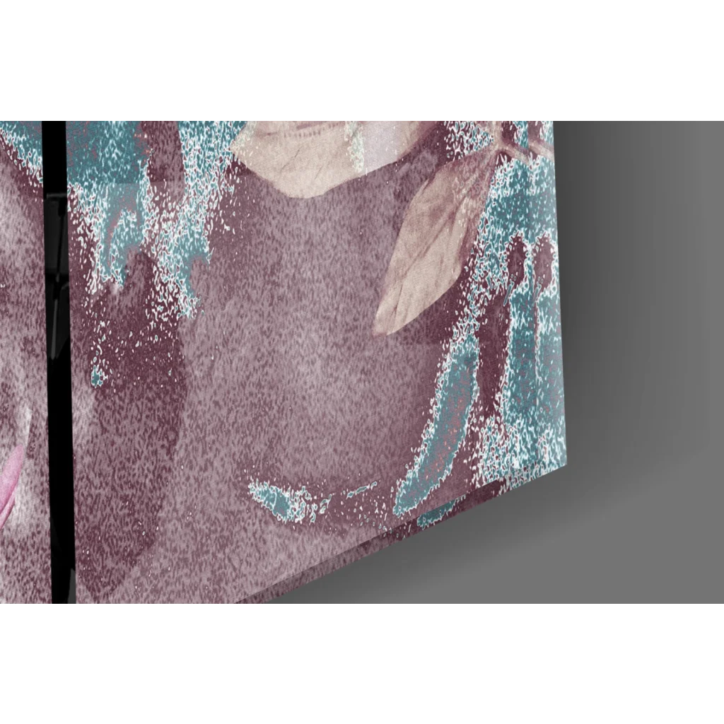 Stunning pink teal floral triptych canvas wall art with lavender accents