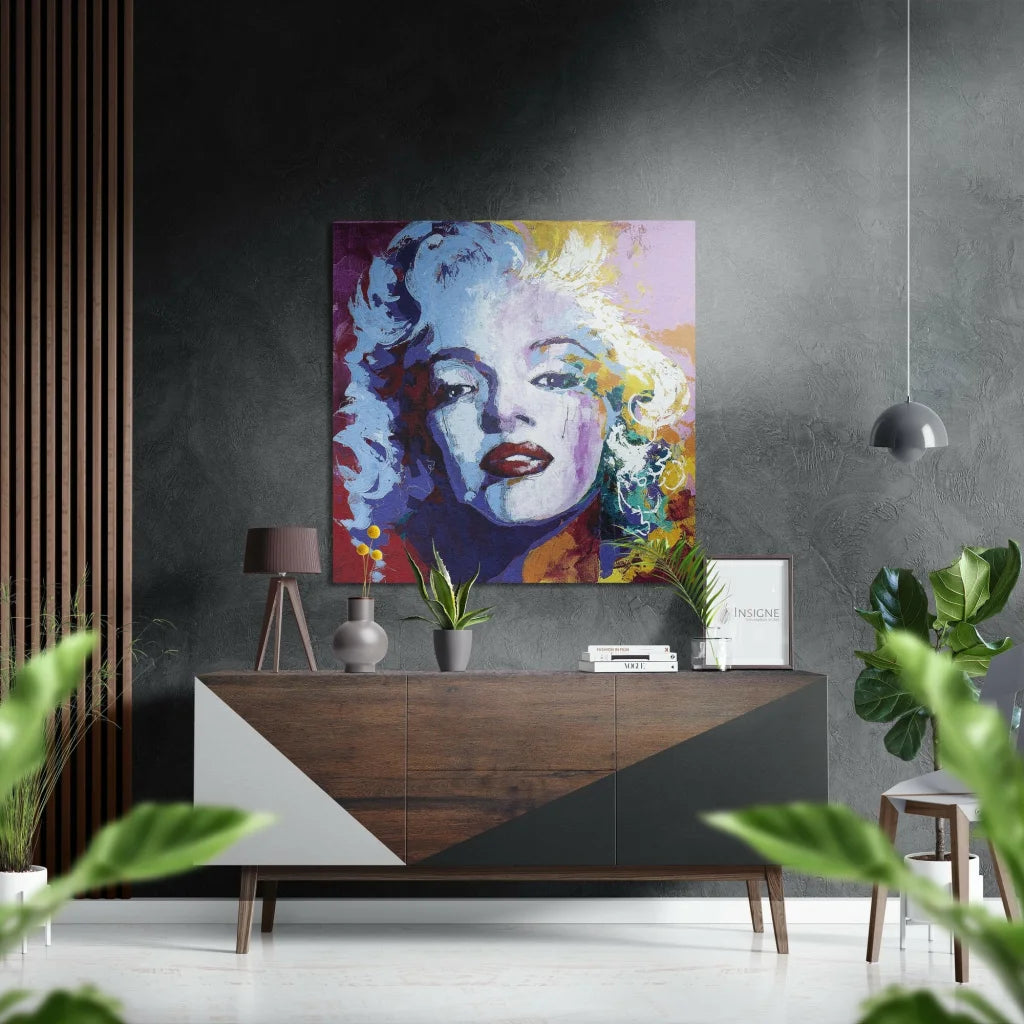 Stunning Marilyn Monroe pop art on brushed aluminium dibond print