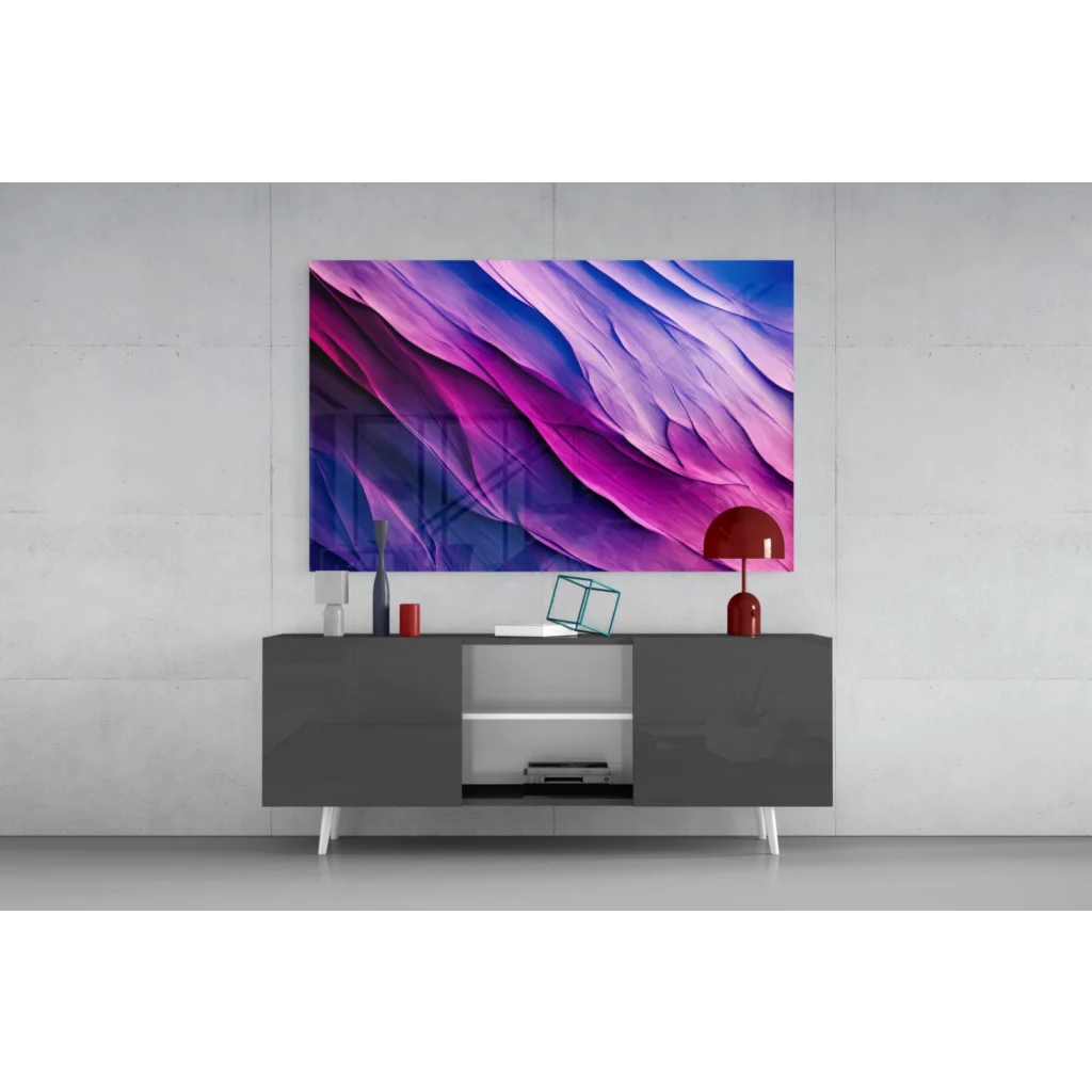 Vibrant purple pink Samsung QLED TV glass wall art for Galaxy S21 Ultra