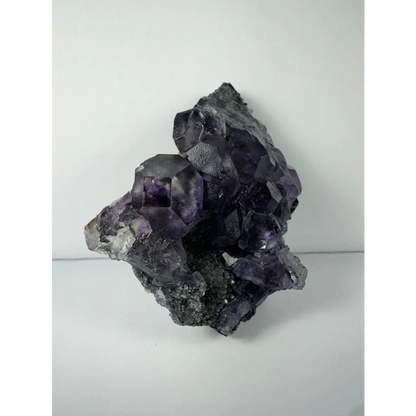Stunning purple dodecahedral fluorite crystal cluster from China