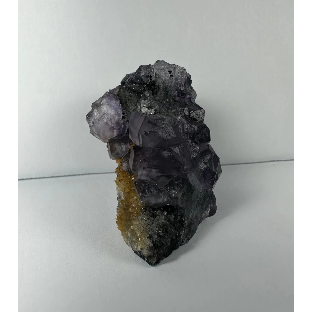 Stunning purple dodecahedral fluorite crystal cluster from China