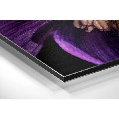 Stunning purple floral brushed aluminium dibond wall art