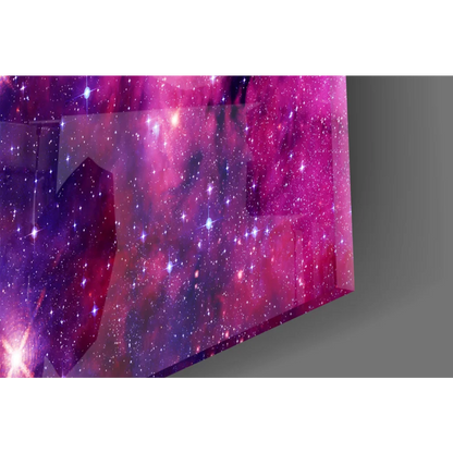 Stunning purple galaxy wall art print on canvas with starry cosmic details