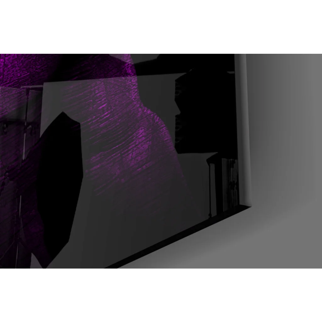 Purple holographic glass wall art print with deer design