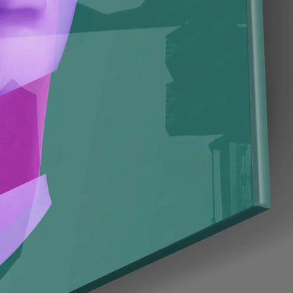 Stunning purple marble glass wall art with green mirror panels