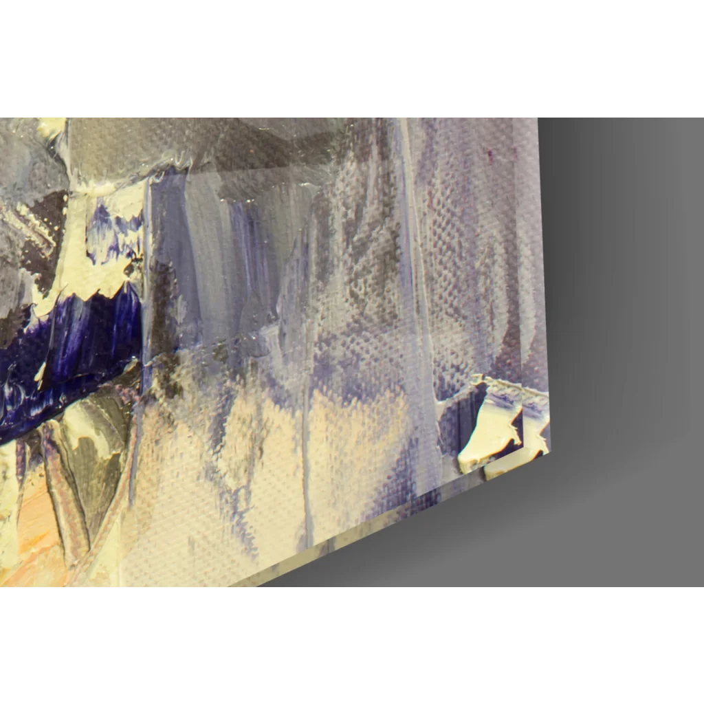 Stunning purple owl glass wall art with piercing yellow eyes