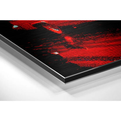 Stunning black and red abstract acrylic on brushed aluminium dibond
