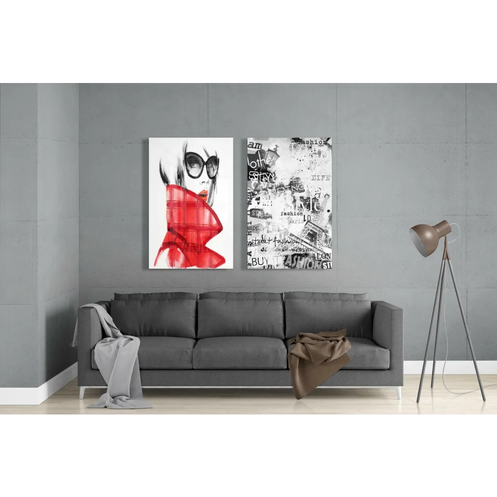 Red and black glass wall art print on canvas for modern homes