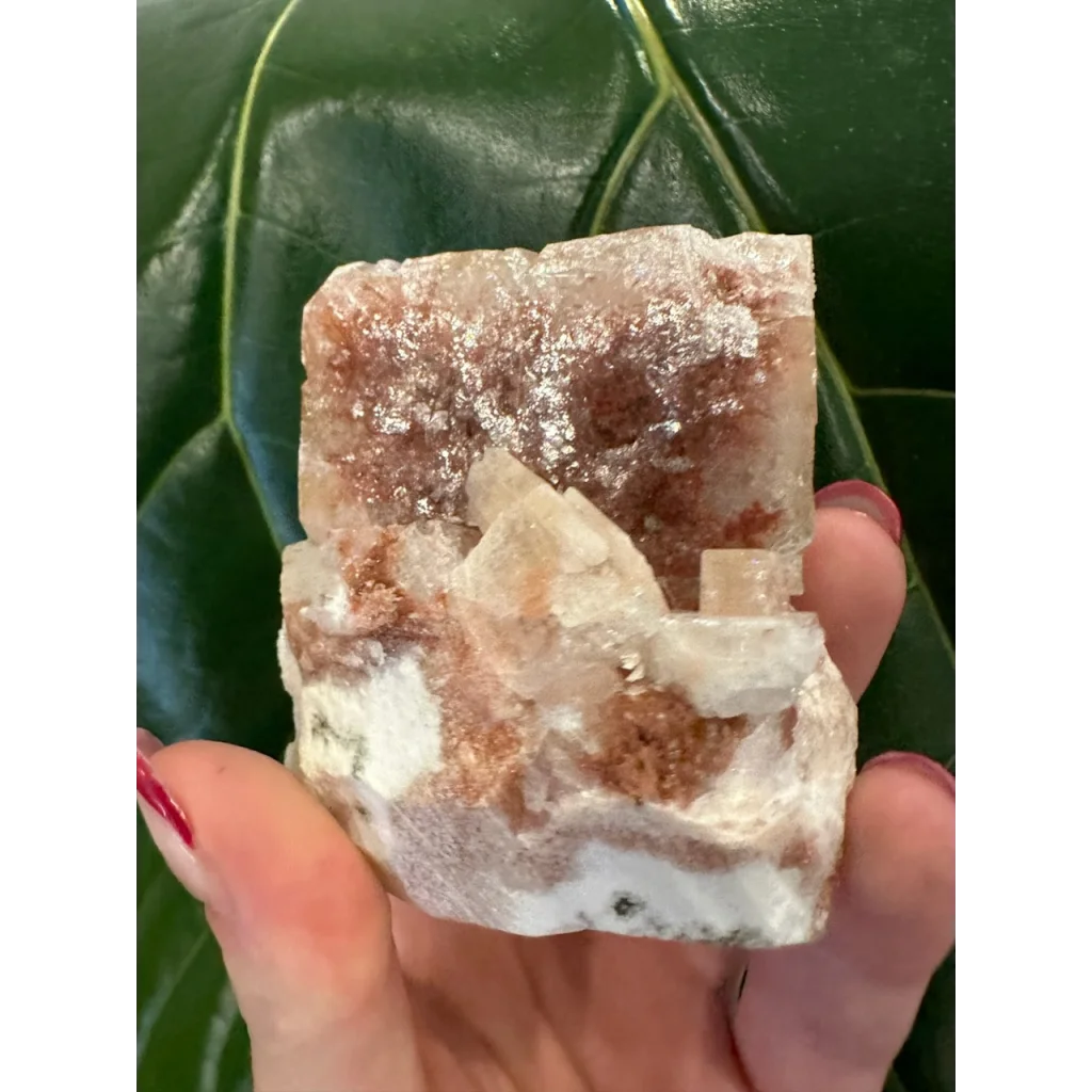 Stunning red apophyllite cube from India with purple streaks