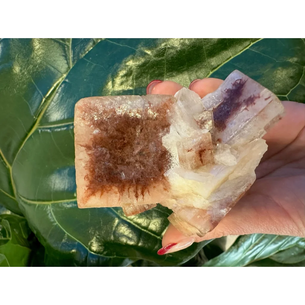 Stunning red apophyllite cube from India with purple streaks