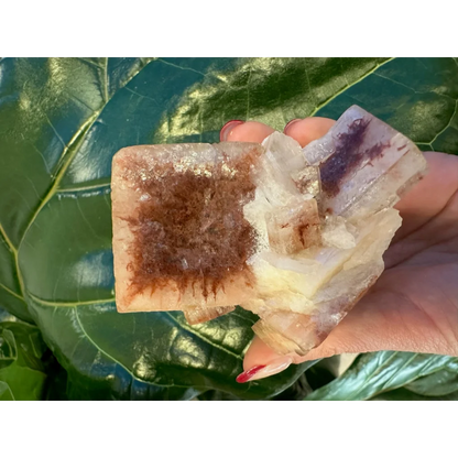Stunning red apophyllite cube from India with purple streaks