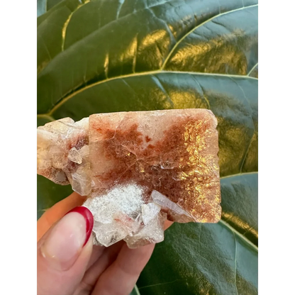 Stunning red apophyllite cube with stilbite from India
