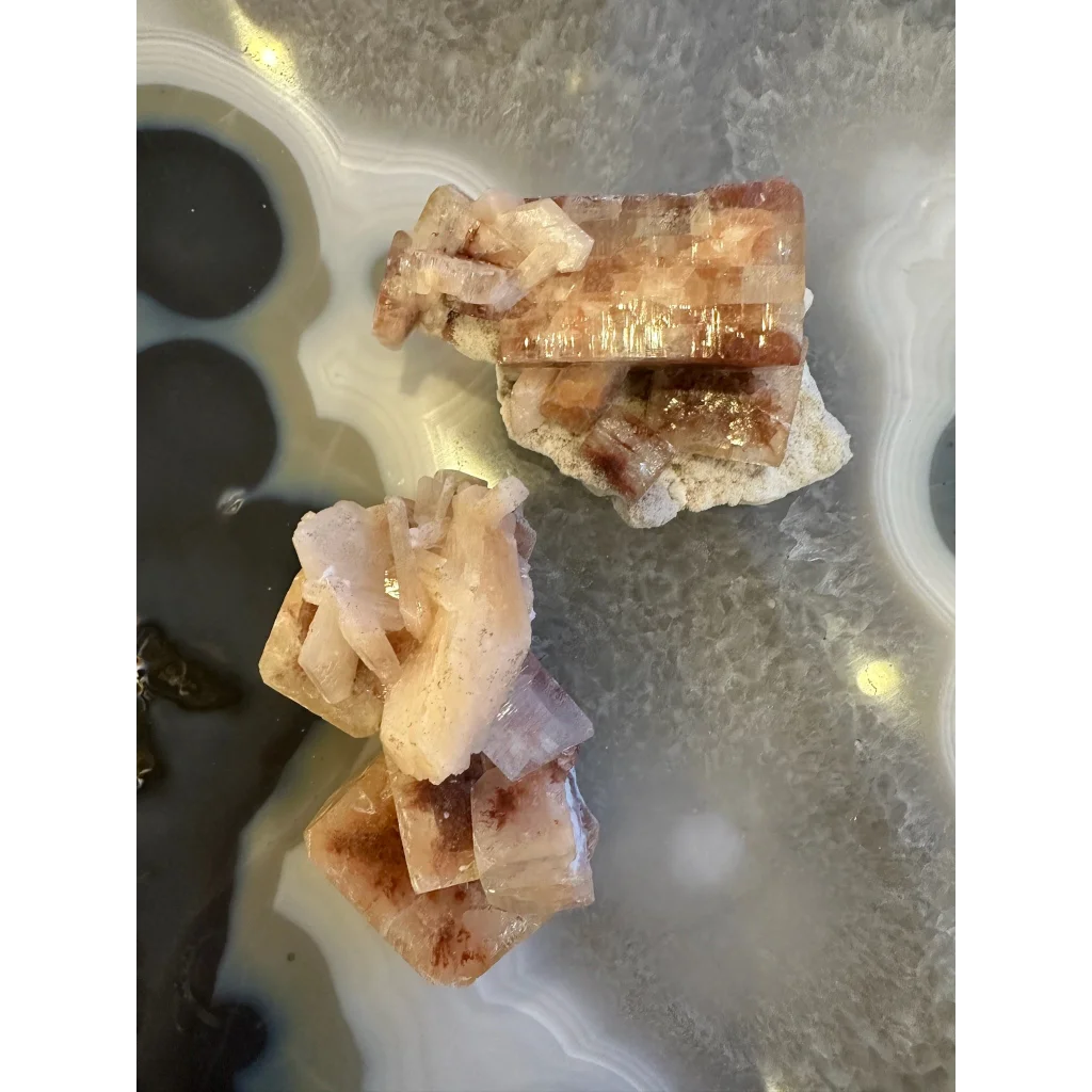Stunning red apophyllite cube with translucent pink stilbite crystals from India