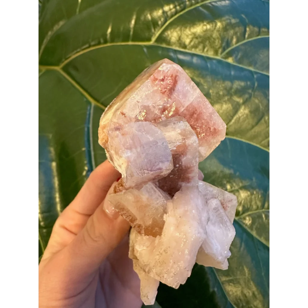 Stunning red apophyllite cube with pink stilbite cluster from India