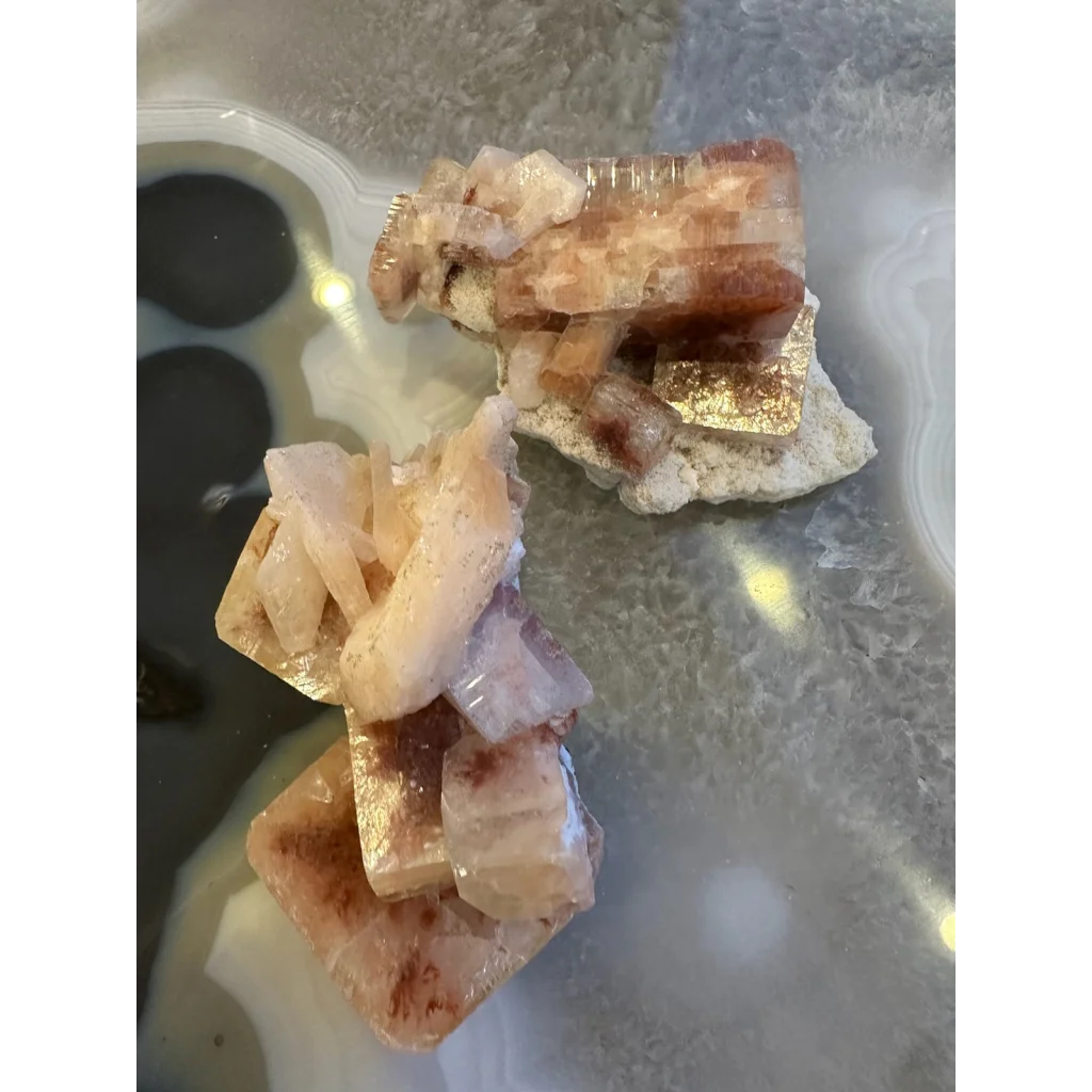 Stunning red apophyllite cube with stilbite from India