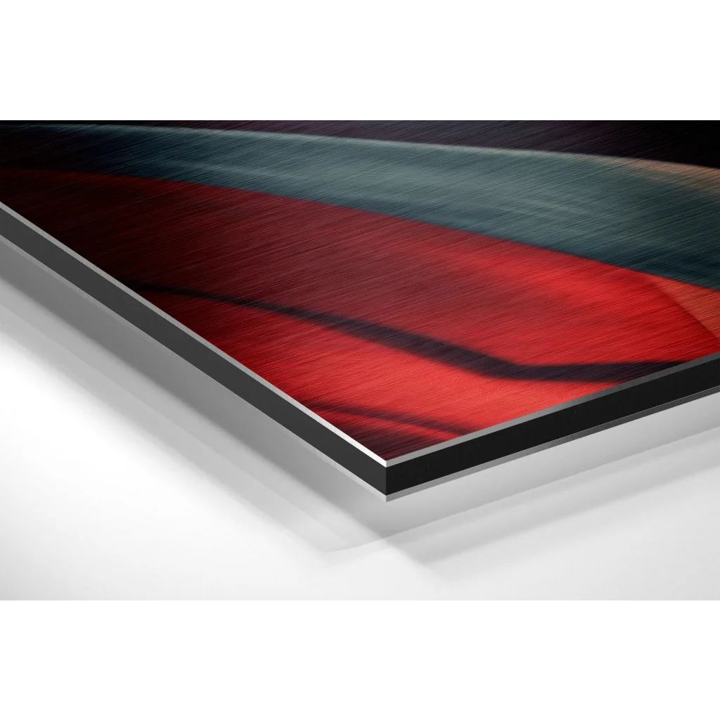 Glass Wall Art Stunning red black abstract art on brushed aluminium dibond