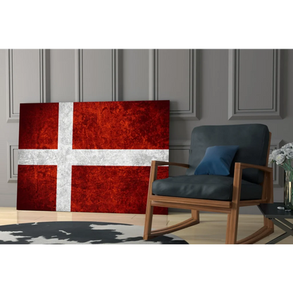 Stunning red cross flag canvas wall art with vintage texture
