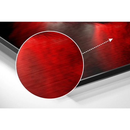 Red metallic brushed stainless steel laptop on Gorilla wall art