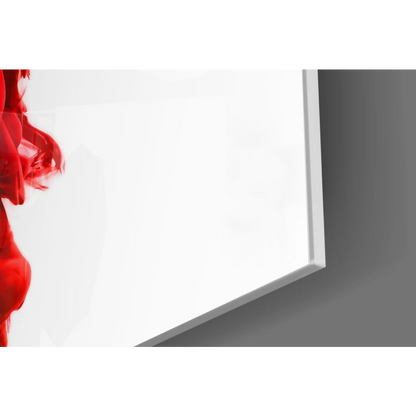 Vibrant red hair dryer in stunning red ink splash wall art with bold black frame