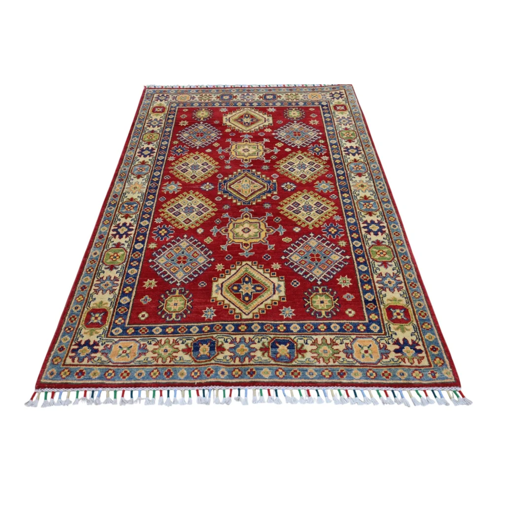 Stunning red Kazak rug from Afghanistan with cotton foundation
