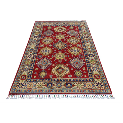 Stunning red Kazak rug from Afghanistan with cotton foundation