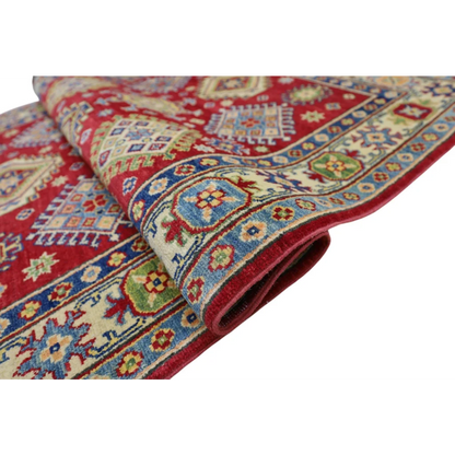 Stunning red Kazak rug from Afghanistan with cotton foundation
