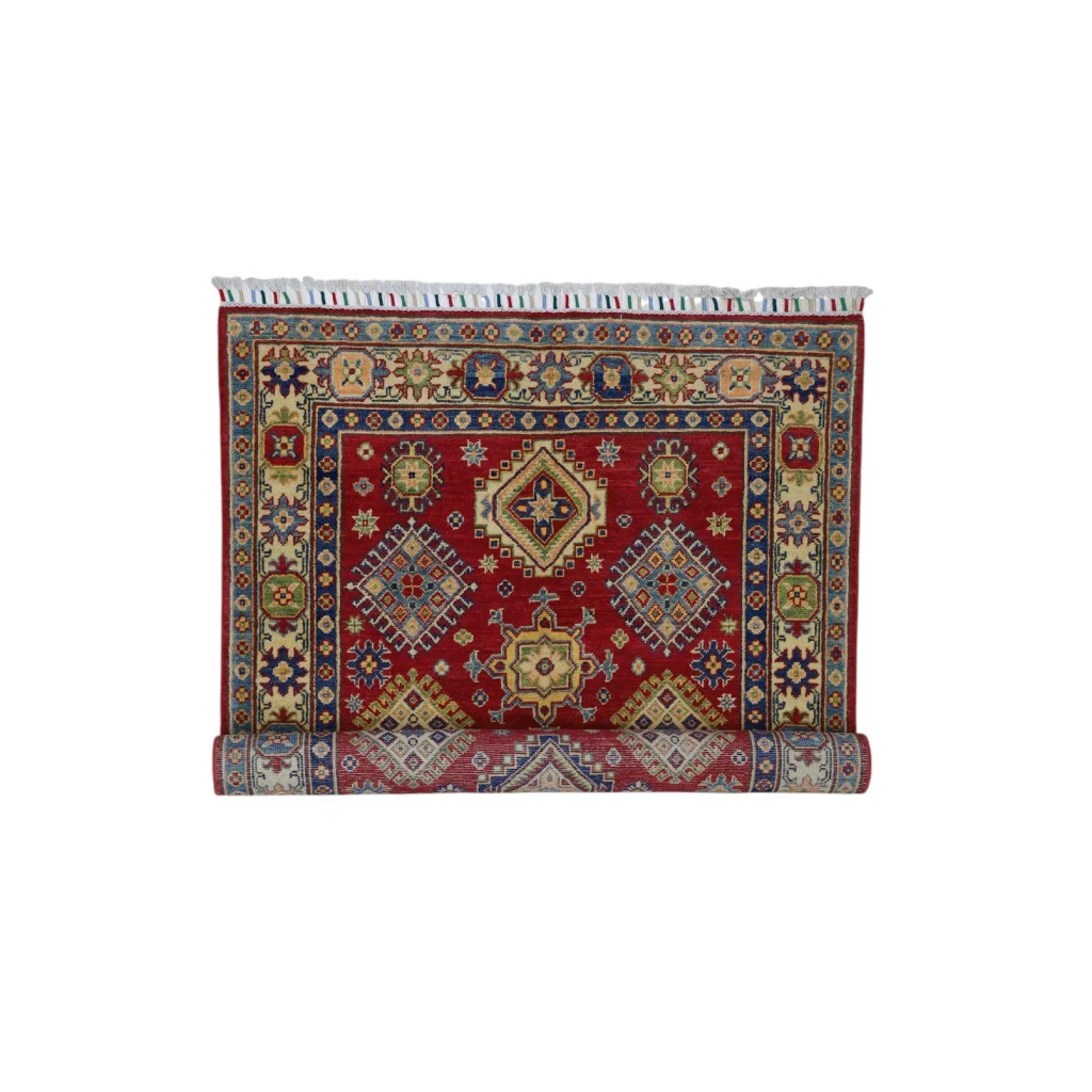 Stunning red Kazak rug from Afghanistan with cotton foundation