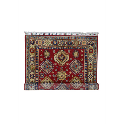 Stunning red Kazak rug from Afghanistan with cotton foundation