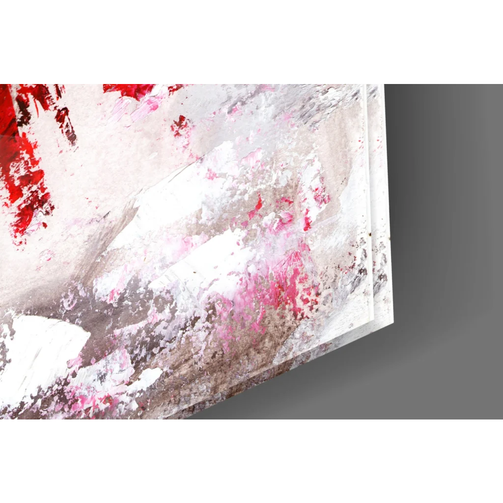 Abstract red skirt figure canvas wall art with bold pink strokes