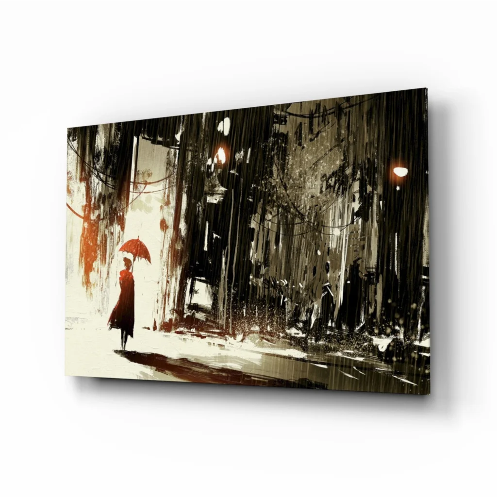 Vibrant red umbrella canvas wall art print for stylish spaces