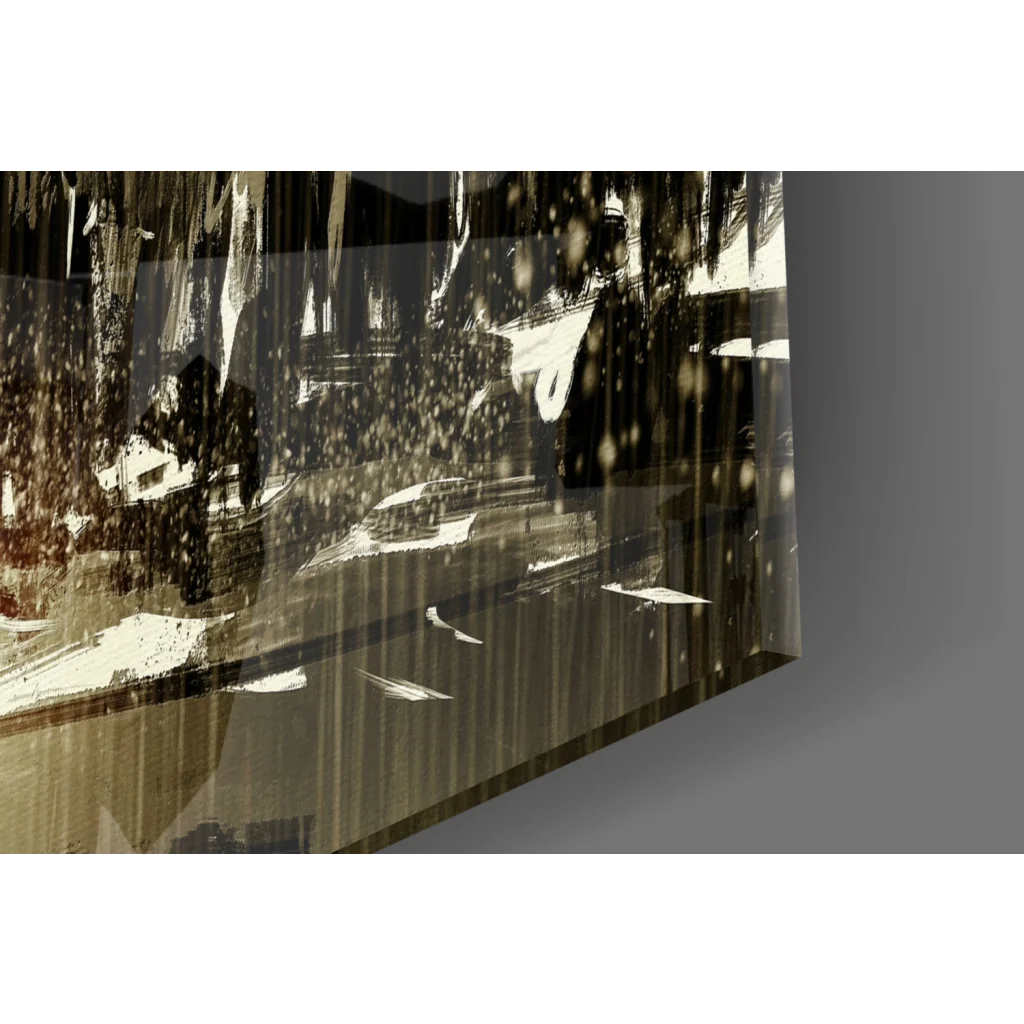 Stunning red umbrella canvas wall art with brown leather wallet gold accents